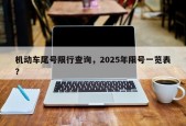 机动车尾号限行查询，2025年限号一览表？